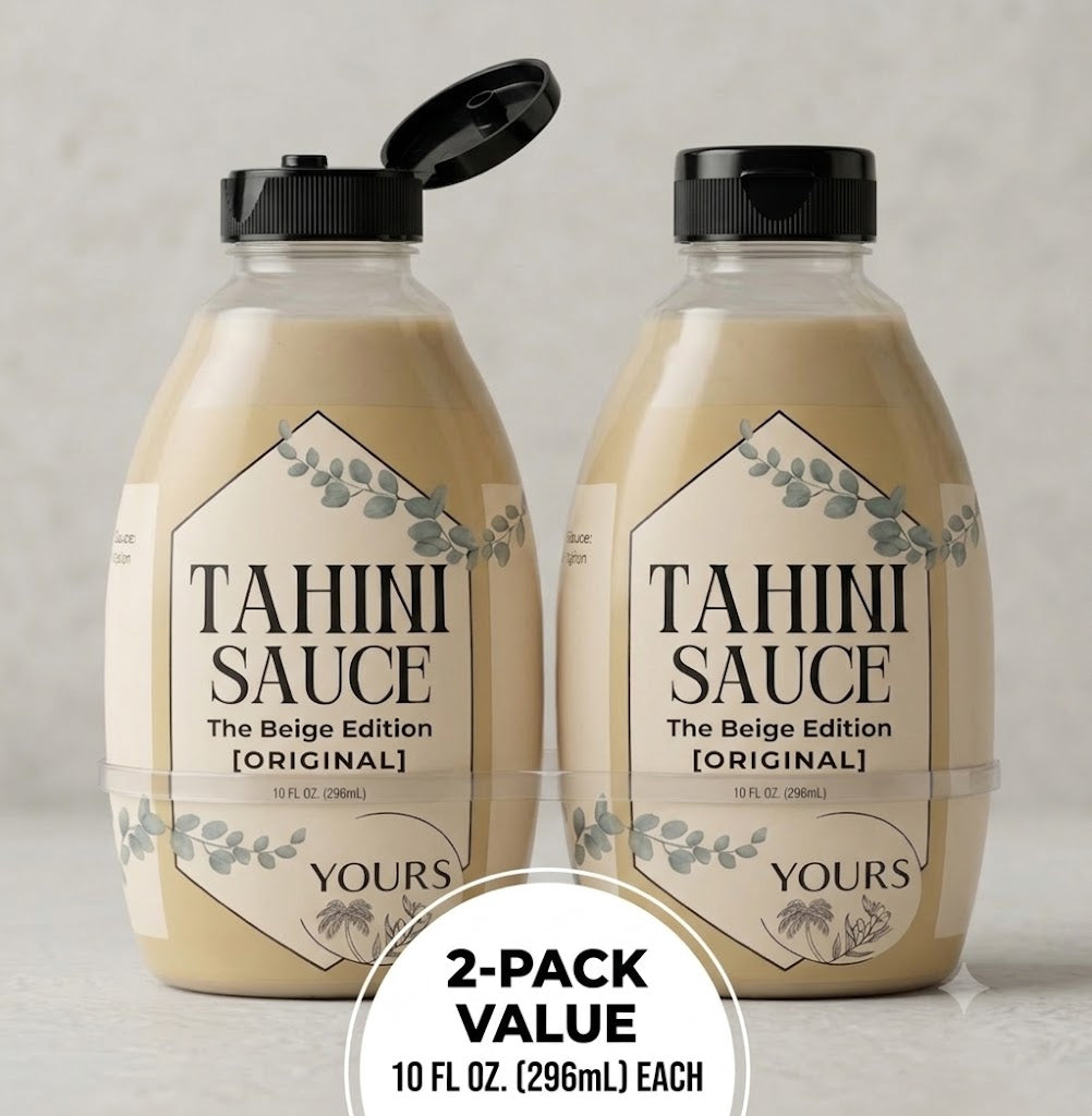 YOURS ready-to-pour tahini sauce, 2-pack, 10oz bottles.