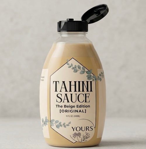YOURS ready-to-pour tahini sauce, bottle, 10oz bottles.
